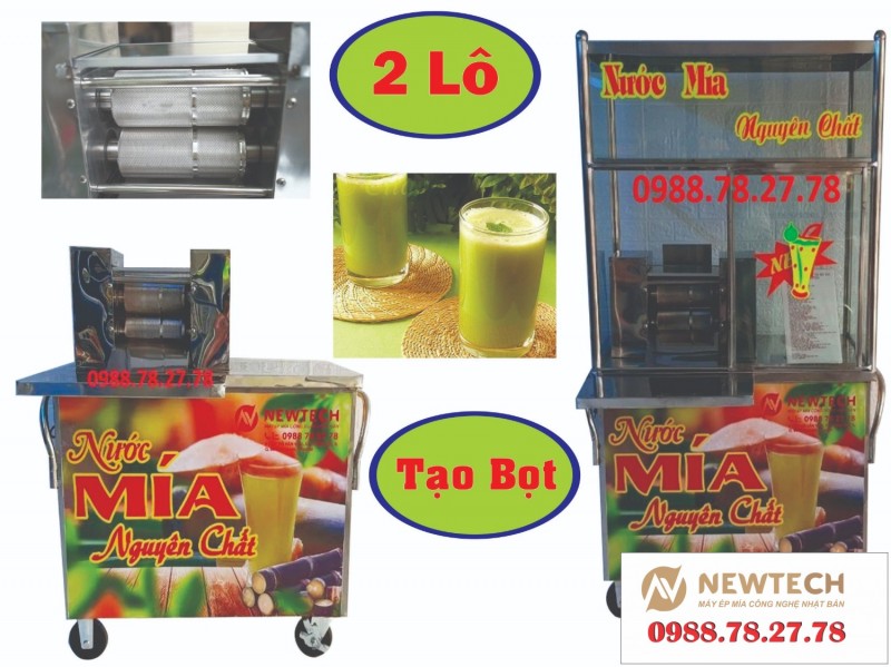 Máy ép mía liền bàn Tk02 Pro New 2 Lô tạo bọt