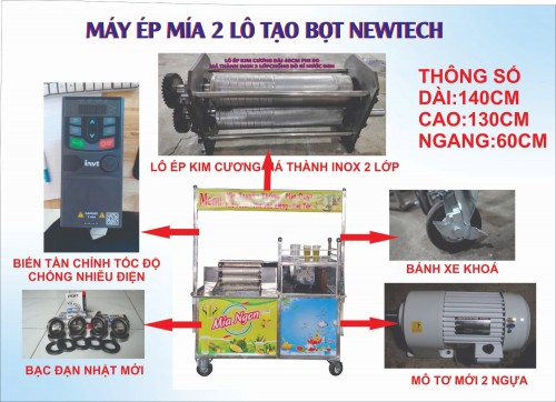 Máy ép mía 2 lô tạo bọt dài 90mm